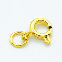 304 Stainless Steel Spring Ring Clasps,DIY jewelry Fastener Hook,Vacuum plating gold,1.5x5mm,Hole: 3mm,about 0.13 g/pc,50 pcs/package,XFCL00675amaa-066