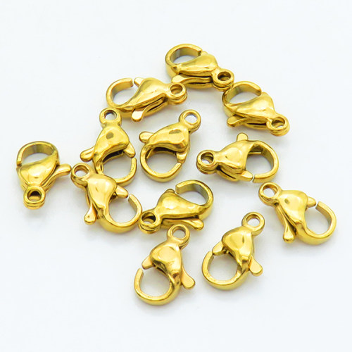 304 Stainless Steel Lobster Claw Clasps,Parrot Trigger Clasps,Vacuum plating gold,3.5x7x10mm,Hole: 1.5mm,about 0.34 g/pc,50 pcs/package,XFCL00677ainl-066
