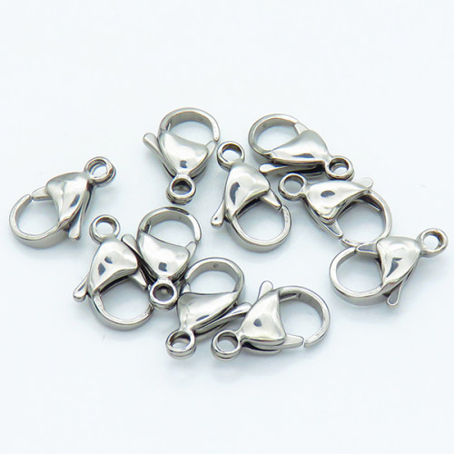 304 Stainless Steel Lobster Claw Clasps,Parrot Trigger Clasps,True color,4x9x15mm,Hole: 2.5mm,about 0.78 g/pc,50 pcs/package,XFCL00689vhml-066