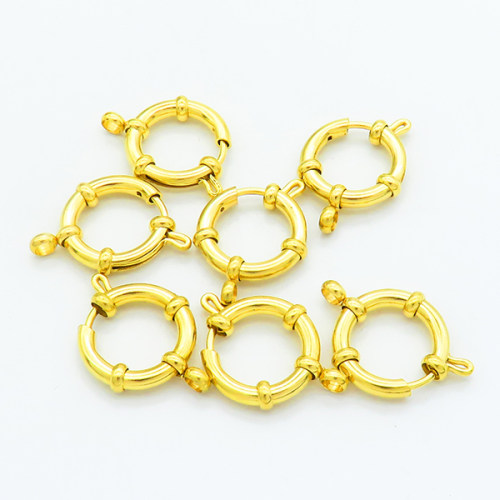 304 Stainless Steel Spring Ring Clasps,DIY jewelry Fastener Hook,Vacuum plating gold,3x18mm,Hole: 3mm,about 1.75 g/pc,10 pcs/package,XFCL00695bika-906