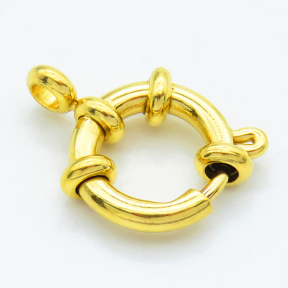 304 Stainless Steel Spring Ring Clasps,DIY jewelry Fastener Hook,Vacuum plating gold,2.2x12mm,Hole: 2.5mm,about 1.02 g/pc,10 pcs/package,XFCL00703ajha-906