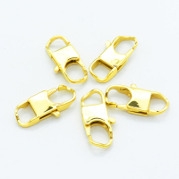 304 Stainless Steel Lobster Claw Clasps,Rectangle,Vacuum plating gold,4.5x10x25mm,Hole: 6x7mm,about 2.68 g/pc,5 pcs/package,XFCL00713bhil-906