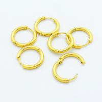 304 Stainless Steel Huggie Hoop Earring Findings,With Loop,Vacuum plating gold,2.5x19mm,Inner:14mm,about 1.68 g/pc,10 pcs/package,XFE00275bhhl-906
