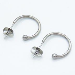 304 Stainless Steel Stud Earring Findings,Half Hoop Earrings,True color,1.5x16mm,Inner:13mm,about 0.68 g/pc,10 pcs/package,XFE00288vaol-906