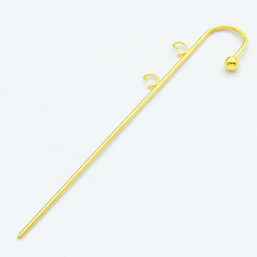 304 Stainless Steel Earring Hooks,Long Pin Ear Wire,Vacuum plating gold,1x11x75mm,Hole: 3mm,about 0.76 g/pc,10 pcs/package,XFE00292vila-906