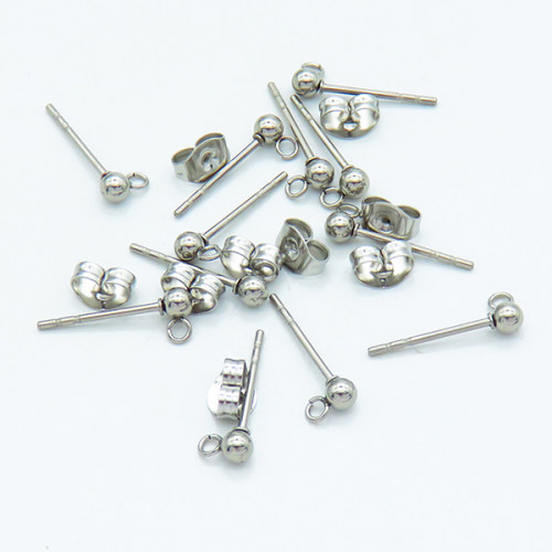 304 Stainless Steel Stud Earring Findings,With Loop,True color,3x15mm,Hole: 1.5mm,about 0.24 g/pc,50 pcs/package,XFE00301bhva-G016
