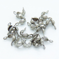 304 Stainless Steel Bead Tips,Clamshell Endcup,True color,4x8mm,Hole1: 1.5mm,Hole2:1mm,about 0.1 g/pc,50 pcs/package,XFEF00003vail-G016