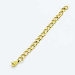 304 Stainless Steel Ends with Chain,Curb Chain,With Drop Charms,Vacuum plating gold,Chain:3x50mm,Drop:3x6mm,about 0.555 g/pc,100 pcs/package,XFEF00005albv-G029