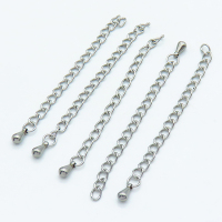 304 Stainless Steel Ends with Chain,Curb Chain,With Drop Charms,True color,Chain:3x50mm,Drop:3x6mm,about 0.555 g/pc,100 pcs/package,XFEF00007ajvb-G029
