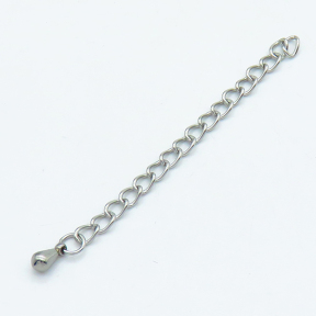 304 Stainless Steel Ends with Chain,Curb Chain,With Drop Charms,True color,Chain:3x50mm,Drop:3x6mm,about 0.555 g/pc,100 pcs/package,XFEF00007ajvb-G029