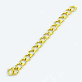304 Stainless Steel Ends with Chain,Chain Extenders,Curb Chain,Vacuum plating gold,3x50mm,about 0.38 g/pc,100 pcs/package,XFEF00009ahjb-G029