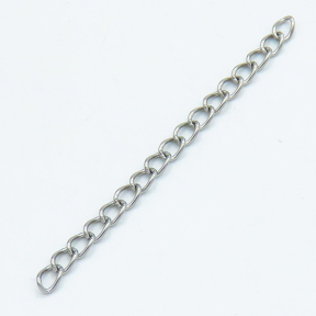 304 Stainless Steel Ends with Chain,Chain Extenders,Curb Chain,True color,3x50mm,about 0.38 g/pc,100 pcs/package,XFEF00011bbov-G029