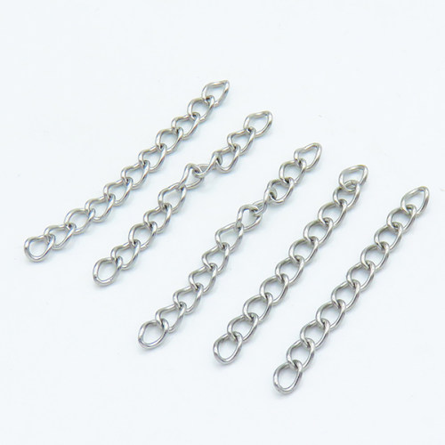 304 Stainless Steel Ends with Chain,Chain Extenders,Curb Chain,True color,3x30mm,about 0.25 g/pc,100 pcs/package,XFEF00015aako-G029