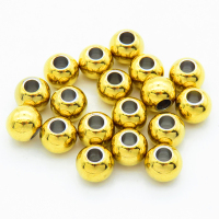 304 Stainless Steel Beads,Round,Vacuum plating gold,6.5x8mm,Hole: 3~3.5mm,about 1.4 g/pc,100 pcs/package,XFF00608aiov-906