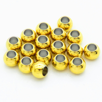 304 Stainless Steel Beads,Round,Vacuum plating gold,6x8mm,Hole: 4~4.5mm,about 1.1 g/pc,100 pcs/package,XFF00614aiov-906