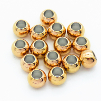 304 Stainless Steel Beads,Round,Vacuum plating rose gold,6x8mm,Hole: 4~4.5mm,about 1.1 g/pc,100 pcs/package,XFF00618ajia-906