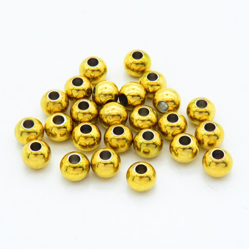 304 Stainless Steel Beads,Round,Vacuum plating gold,5x6mm,Hole: 1.5~2mm,about 0.62 g/pc,100 pcs/package,XFF00624ahlv-G016