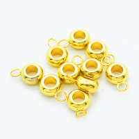 304 Stainless Steel Hanger Links,Rondelle,Vacuum plating gold,4x8mm,Hole1: 3mm,Hole2:4mm,about 0.9 g/pc,50 pcs/package,XFL01689aivb-906