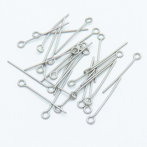 304 Stainless Steel Eye pins,Eye pins,True color,0.7x25mm,Hole: 2mm,about 0.096 g/pc,50 pcs/package,XFP00091vabob-G016