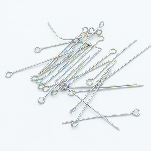 304 Stainless Steel Eye pins,Eye pins,True color,0.7x35mm,Hole: 2mm,about 0.12 g/pc,50 pcs/package,XFP00093vabob-G016