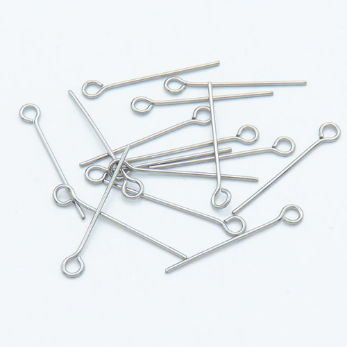 304 Stainless Steel Eye pins,Eye pins,True color,0.7x23mm,Hole: 2mm,about 0.08 g/pc,50 pcs/package,XFP00097vabob-G016