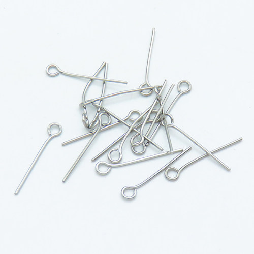 304 Stainless Steel Eye pins,Eye pins,True color,0.7x20mm,Hole: 2mm,about 0.09 g/pc,50 pcs/package,XFP00101vabob-G016