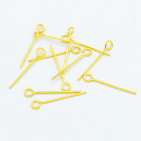 304 Stainless Steel Eye pins,Eye pins,Vacuum plating gold,0.7x20mm,Hole: 2mm,about 0.09 g/pc,50 pcs/package,XFP00105ahlv-G016
