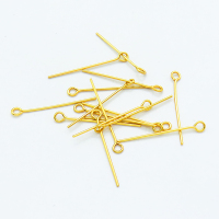 304 Stainless Steel Eye pins,Eye pins,Vacuum plating gold,0.7x25mm,Hole: 2mm,about 0.096 g/pc,50 pcs/package,XFP00107ahlv-G016
