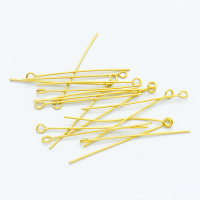 304 Stainless Steel Eye pins,Eye pins,Vacuum plating gold,0.7x40mm,Hole: 2mm,about 0.137 g/pc,50 pcs/package,XFP00109ahlv-G016
