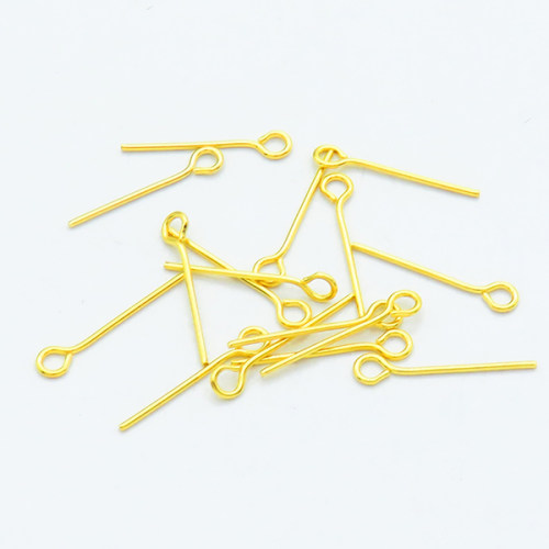 304 Stainless Steel Eye pins,Eye pins,Vacuum plating gold,0.6x15mm,Hole: 2mm,about 0.044 g/pc,50 pcs/package,XFP00113ahlv-G016