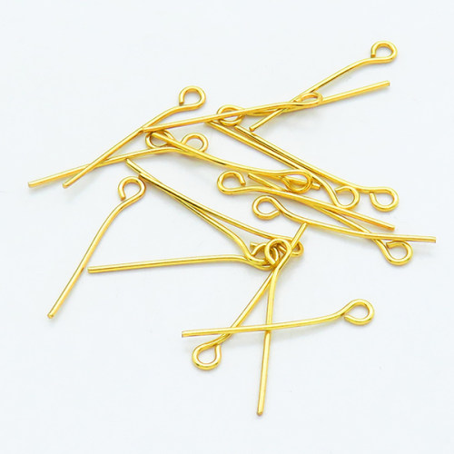 304 Stainless Steel Eye pins,Eye pins,Vacuum plating gold,0.7x18mm,Hole: 2mm,about 0.067 g/pc,50 pcs/package,XFP00115ahlv-G016