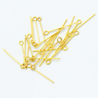 304 Stainless Steel Eye pins,Eye pins,Vacuum plating gold,0.7x23mm,Hole: 2mm,about 0.08 g/pc,50 pcs/package,XFP00133ahlv-G016