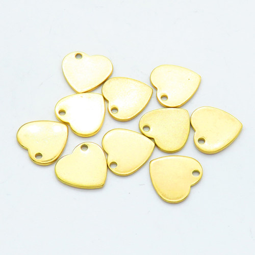 304 Stainless Steel Pendants,Flat Heart,Vacuum plating gold,9x10mm,Hole: 1mm,about 0.43 g/pc,50 pcs/package,XFPC02451vhnl-G016