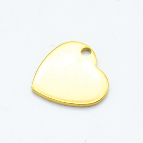 304 Stainless Steel Pendants,Flat Heart,Vacuum plating gold,9x10mm,Hole: 1mm,about 0.43 g/pc,50 pcs/package,XFPC02451vhnl-G016