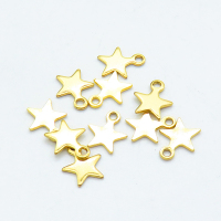 304 Stainless Steel Pendants,Flat Star,Vacuum plating gold,7mm,Hole: 1.5mm,about 0.13 g/pc,50 pcs/package,XFPC02453vhnl-G016