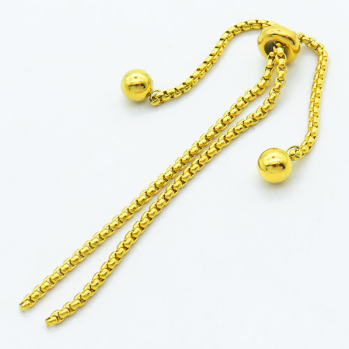 304 Stainless Steel Bracelet Making,Bracelet,Vacuum plating gold,Chain length on one side:2x110mm,Ball:6mm,Bead:3x8mm,Hole: 1mm,about 5.05 g/pc,5 pcs/package,XJM00001aivb-066