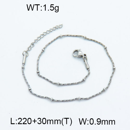 304 Stainless Steel Anklets,Rondelle Beads Twisted Square Snake Chains,True color,L:220x0.9mm,T:30mm,about 1.5 g/pc,1 pc/package,3B2002959aahn-G029
