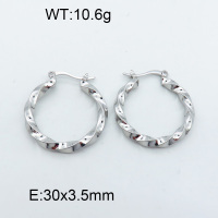 316 Stainless Steel Casting Hoop Earrings,High quality handmade polishing,Twisted Circle,True color,30x3.5mm,about 10.6 g/pair,1 pair/package,3E2002546bbov-066