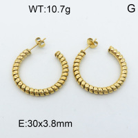316 Stainless Steel Casting Ear Studs,High quality handmade polishing,Twisted,Vacuum plating 18K gold,30x3.8mm,about 10.7 g/pair,1 pair/package,3E2002547bhva-066
