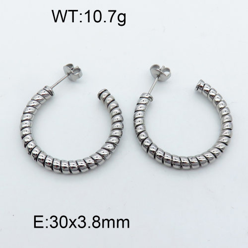 316 Stainless Steel Casting Ear Studs,High quality handmade polishing,Twisted,True color,30x3.8mm,about 10.7 g/pair,1 pair/package,3E2002548bbov-066