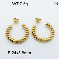 316 Stainless Steel Casting Ear Studs,High quality handmade polishing,Twisted,Vacuum plating 18K gold,24x3.8mm,about 7.5 g/pair,1 pair/package,3E2002551bhva-066