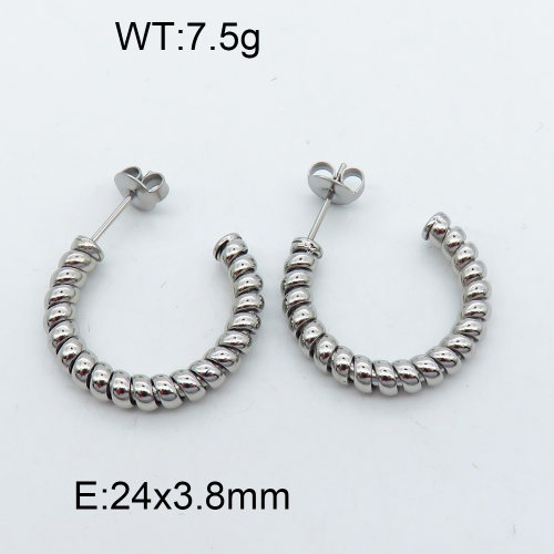 316 Stainless Steel Casting Ear Studs,High quality handmade polishing,Twisted,True color,24x3.8mm,about 7.5 g/pair,1 pair/package,3E2002552bbov-066