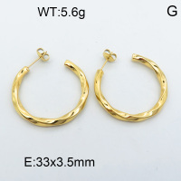 316 Stainless Steel Casting Ear Studs,High quality handmade polishing,Twisted,Vacuum plating 18K gold,33x3.5mm,about 5.6 g/pair,1 pair/package,3E2002555bhva-066