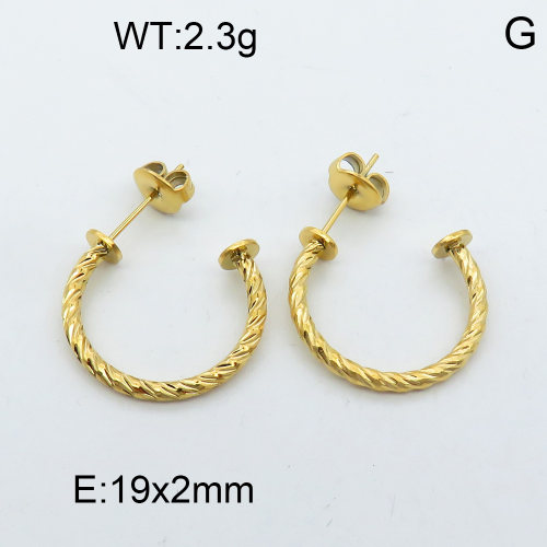 316 Stainless Steel Casting Ear Studs,High quality handmade polishing,Twisted,Vacuum plating 18K gold,19x2mm,about 2.3 g/pair,1 pair/package,3E2002559bhva-066