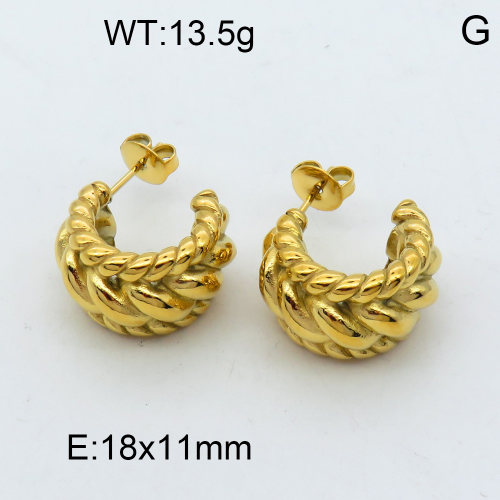 316 Stainless Steel Casting Ear Studs,High quality handmade polishing,Twisted,Vacuum plating 18K gold,18x11mm,about 13.5 g/pair,1 pair/package,3E2002563bhia-066