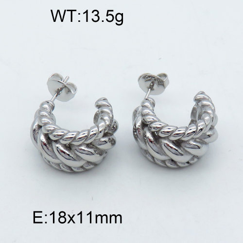 316 Stainless Steel Casting Ear Studs,High quality handmade polishing,Twisted,True color,18x11mm,about 13.5 g/pair,1 pair/package,3E2002564bhva-066