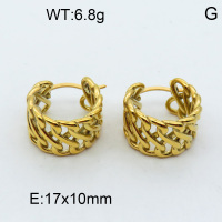 316 Stainless Steel Casting Hoop Earrings,High quality handmade polishing,Hollow,Mesh,Vacuum plating 18K gold,17x10mm,about 6.8 g/pair,1 pair/package,3E2002565bhia-066