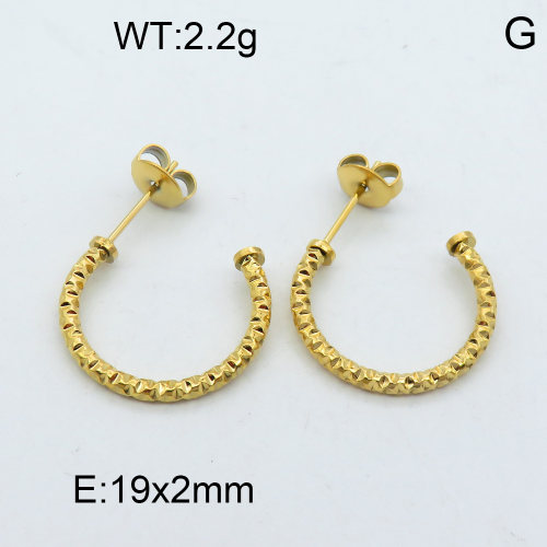 316 Stainless Steel Casting Ear Studs,High quality handmade polishing,Semi-circle,Vacuum plating 18K gold,19x2mm,about 2.2 g/pair,1 pair/package,3E2002567abol-066