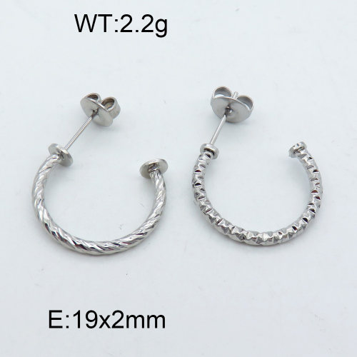 316 Stainless Steel Casting Ear Studs,High quality handmade polishing,Semi-circle,True color,19x2mm,about 2.2 g/pair,1 pair/package,3E2002568bbml-066
