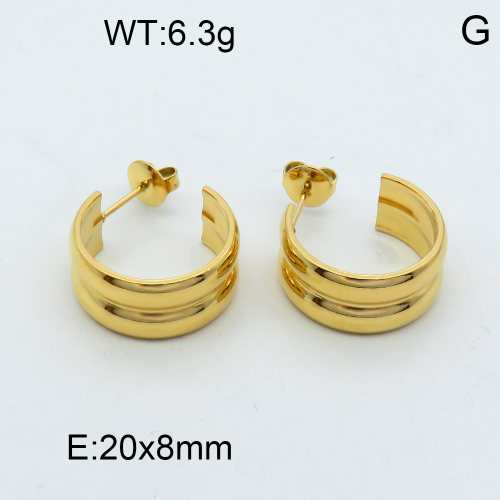 316 Stainless Steel Casting Ear Studs,High quality handmade polishing,Double Layer Circle,Vacuum plating 18K gold,20x8mm,about 6.3 g/pair,1 pair/package,3E2002569bhva-066